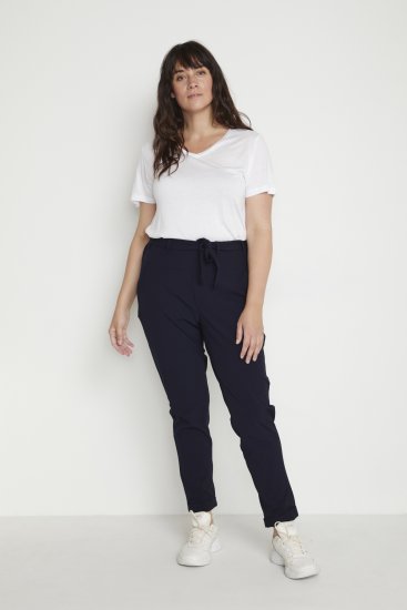 Kaffe Curve Jia Pantalones con cinturón Azul marino medianoche - Vaqueros & Pantalones de Mujer Tallas Grandes – Plus Size - 