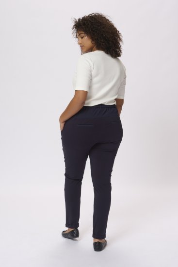 Kaffe Curve Jia Pantalones con cinturón Azul marino medianoche - Vaqueros & Pantalones de Mujer Tallas Grandes – Plus Size - 