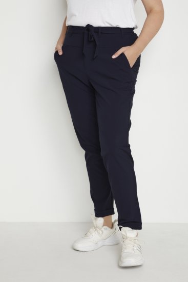 Kaffe Curve Jia Pantalones con cinturón Azul marino medianoche - Vaqueros & Pantalones de Mujer Tallas Grandes – Plus Size - 