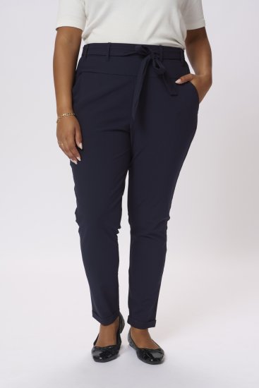 Kaffe Curve Jia Pantalones con cinturón Azul marino medianoche - Vaqueros & Pantalones de Mujer Tallas Grandes – Plus Size - 
