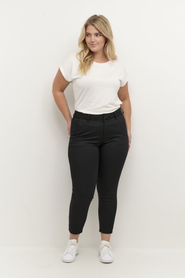 Kaffe Curve Leana Pantalones Chino 7/8 Negro Profundo - Vaqueros & Pantalones de Mujer Tallas Grandes – Plus Size - 