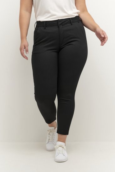 Kaffe Curve Leana Pantalones Chino 7/8 Negro Profundo - Vaqueros & Pantalones de Mujer Tallas Grandes – Plus Size - 