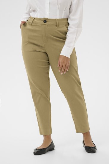 Kaffe Curve Leana Pantalones Chino 7/8 Roble Petrificado - Vaqueros & Pantalones de Mujer Tallas Grandes – Plus Size - 
