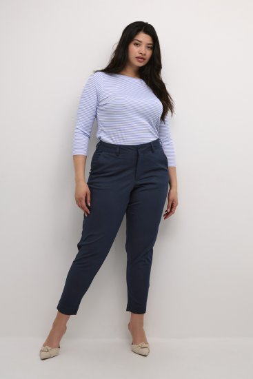 Kaffe Curve Leana Pantalones Chino 7/8 Azul Marino Medianoche - Vaqueros & Pantalones de Mujer Tallas Grandes – Plus Size - 