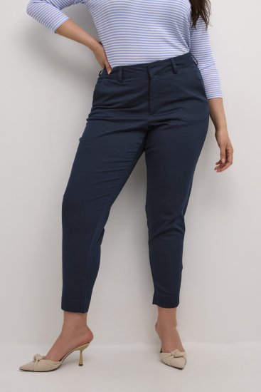Kaffe Curve Leana Pantalones Chino 7/8 Azul Marino Medianoche - Vaqueros & Pantalones de Mujer Tallas Grandes – Plus Size - 