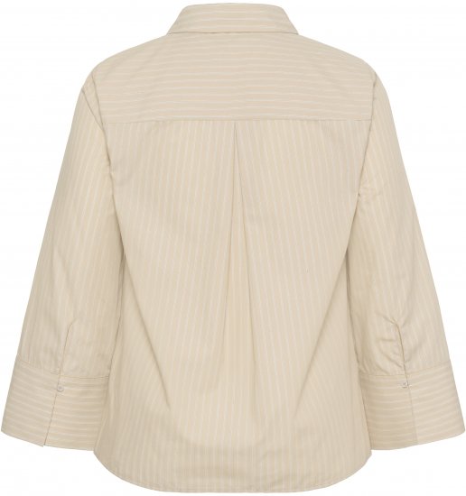 Kaffe Curve Josa Shirt Feather Grey Stripe - Blusas tipo camisa - 