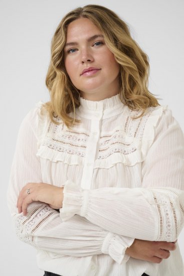 Kaffe Curve Jessa Shirt Long Sleeve White - Blusas tipo camisa - 