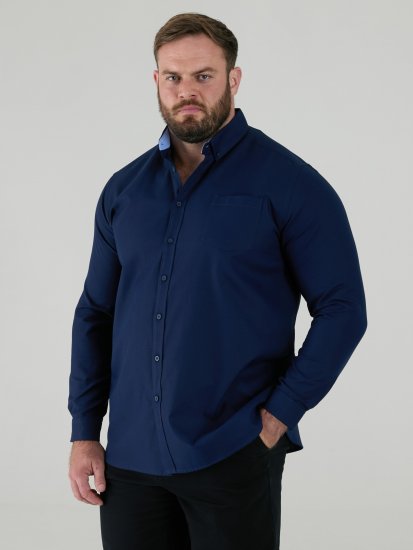 D555 Richard Camisa Oxford De Manga Larga TALL Azul Marino - TALL camisas - 