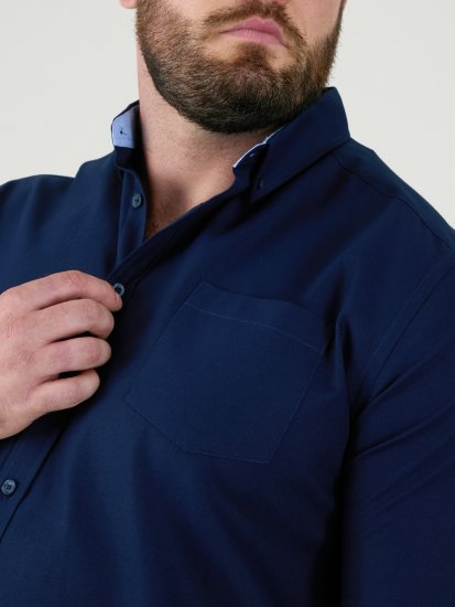 D555 Richard Camisa Oxford De Manga Larga TALL Azul Marino - TALL camisas - 