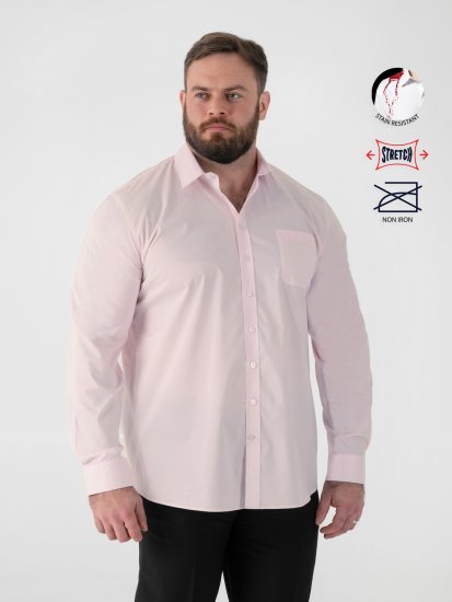 D555 Oliver Camisa Elástica De Manga Larga Resistente A Las Manchas Y Sin Plancha Rosa - Camisas - Camisas 2XL-10XL