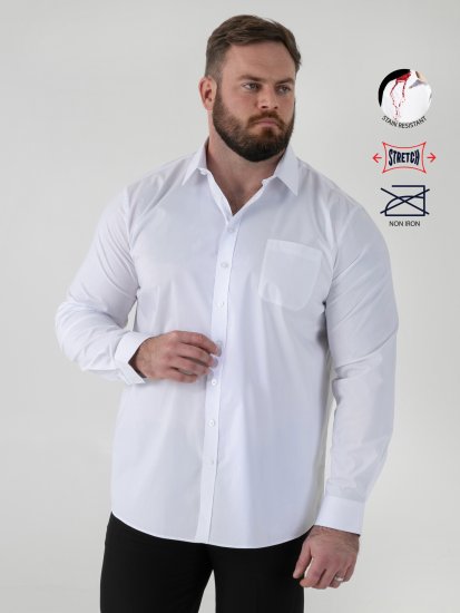 D555 Oliver Camisa Elástica De Manga Larga Resistente A Las Manchas Y Sin Plancha Blanca - Camisas - Camisas 2XL-10XL
