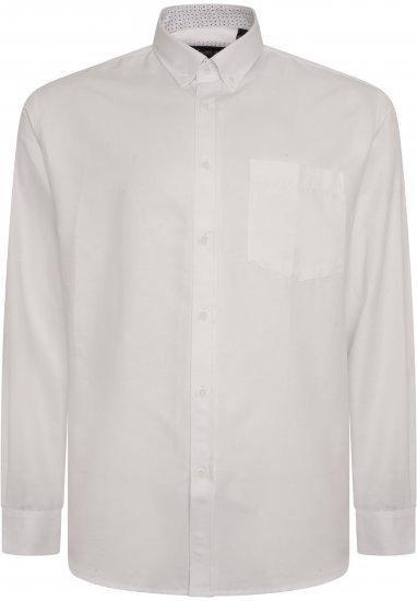 Kam Jeans P020 Premium Long sleeve Oxford Shirt White - Camisas - Camisas 2XL-10XL
