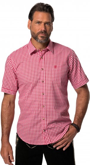 JP1880 Shirt Traditional Checked Short Sleeve Red - Camisas - Camisas 2XL-10XL