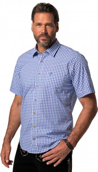 JP1880 Short Sleeve Check Print Traditional Shirt Blue - Camisas - Camisas 2XL-10XL