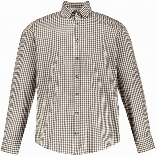 JP1880 Long Sleeve Check Print Traditional Shirt Brown - Camisas - Camisas 2XL-10XL