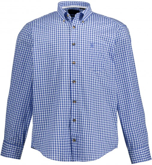JP1880 Shirt Traditional Checked Long Sleeve Blue - Camisas - Camisas 2XL-10XL