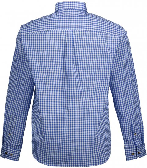 JP1880 Shirt Traditional Checked Long Sleeve Blue - Camisas - Camisas 2XL-10XL
