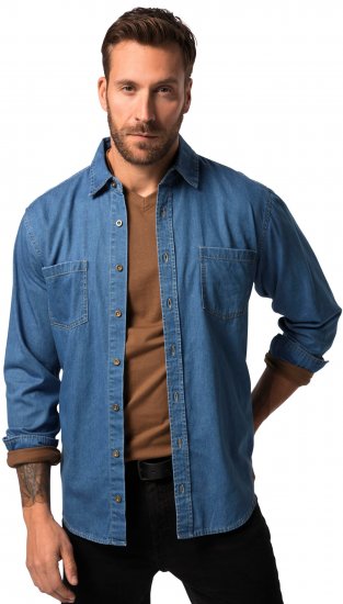 JP1880 Shirt Denim Long Sleeve Blue TALL - ROPA DE HOMBRE MT-6XLT - Tamaños de talle alto