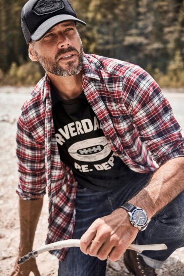 JP1880 Shirt Flannel Checked Long Sleeve Red TALL - ROPA DE HOMBRE MT-6XLT - Tamaños de talle alto