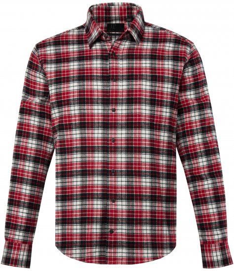 JP1880 Shirt Flannel Checked Long Sleeve Red TALL - ROPA DE HOMBRE MT-6XLT - Tamaños de talle alto