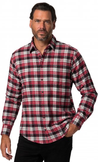 JP1880 Shirt Flannel Checked Long Sleeve Red TALL - ROPA DE HOMBRE MT-6XLT - Tamaños de talle alto