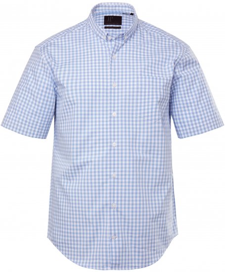 JP1880 Shirt Traditional Short Sleeve Checked Light Blue - Camisas - Camisas 2XL-10XL