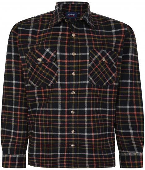 Espionage SH401 Checked Cotton Overshirt Black/Red - Sudaderas - Sudaderas 2XL-12XL