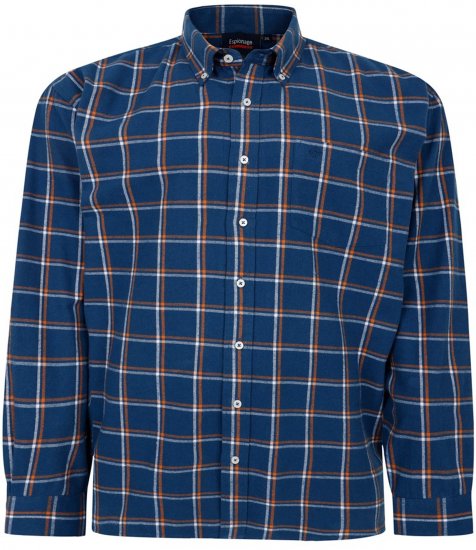 Espionage SH421 Long Sleeve Checked Shirt Blue/Orange - Camisas de manga larga - 