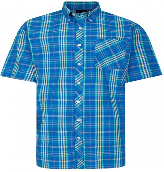Espionage SH443 Checked Short Sleeve Shirt Royal/Mint/Lemon - Camisas de manga corta - Camisas Manga Corta Tallas Grandes