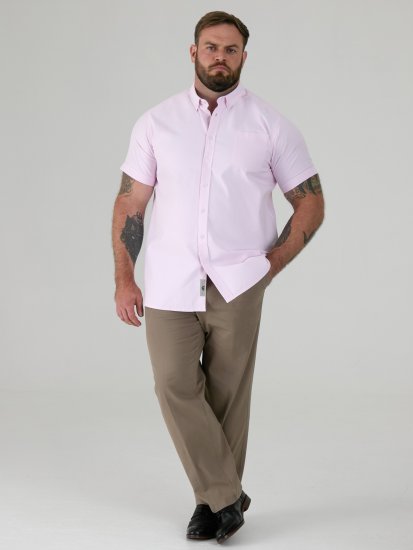 D555 James Camisa Oxford De Manga Corta TALL Rosa - TALL camisas - Camisas TALL para hombre alto