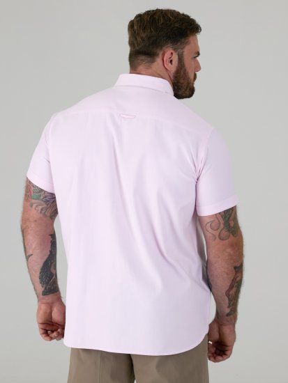 D555 James Camisa Oxford De Manga Corta TALL Rosa - TALL camisas - Camisas TALL para hombre alto