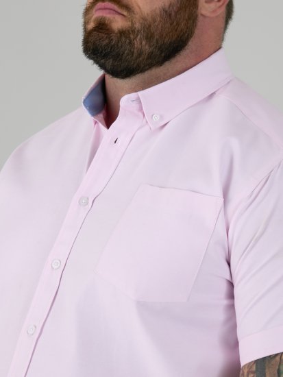 D555 James Camisa Oxford De Manga Corta TALL Rosa - TALL camisas - Camisas TALL para hombre alto