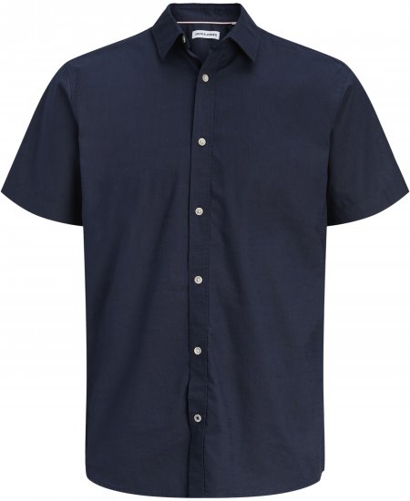 Jack & Jones Henry Slub Short Sleeve Navy - Camisas - Camisas 2XL-10XL