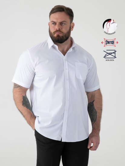D555 Lucas Camisa Elástica De Manga Corta Resistente A Las Manchas Y Sin Plancha Blanca - Camisas - Camisas 2XL-10XL