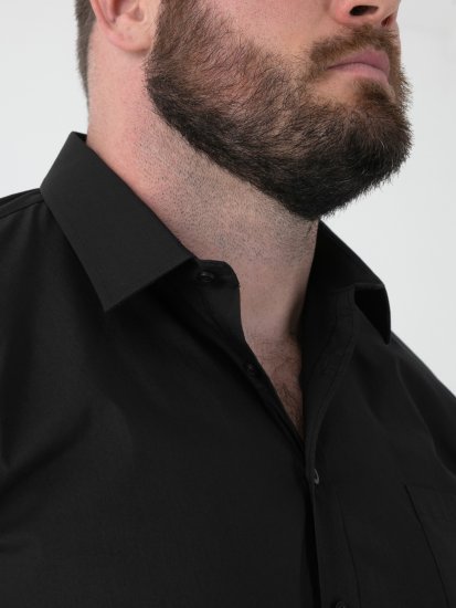 D555 Lucas Camisa Elástica De Manga Corta Resistente A Las Manchas Y Sin Plancha Negra - Camisas - Camisas 2XL-10XL