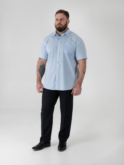 D555 Lucas Camisa Elástica De Manga Corta Resistente A Las Manchas Y Sin Plancha Azul Cielo - Camisas - Camisas 2XL-10XL