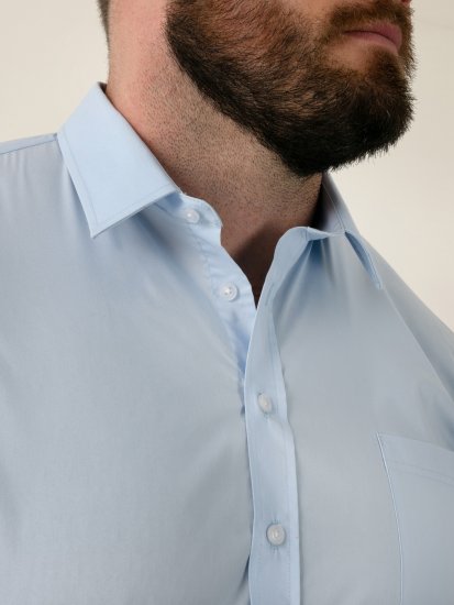 D555 Lucas Camisa Elástica De Manga Corta Resistente A Las Manchas Y Sin Plancha Azul Cielo - Camisas - Camisas 2XL-10XL