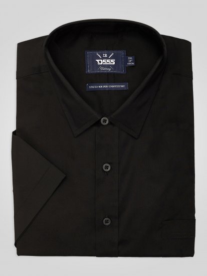 D555 Lucas Camisa Elástica De Manga Corta Resistente A Las Manchas Y Sin Plancha Negra - Camisas - Camisas 2XL-10XL