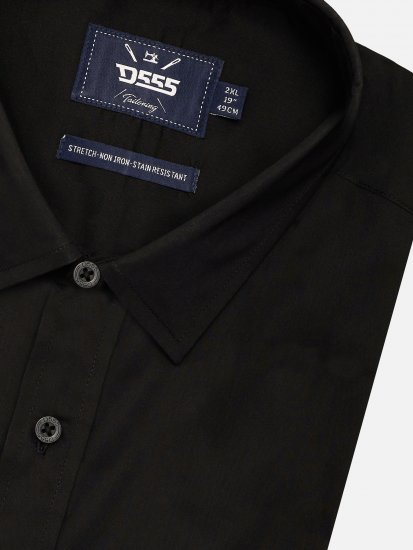 D555 Lucas Camisa Elástica De Manga Corta Resistente A Las Manchas Y Sin Plancha Negra - Camisas - Camisas 2XL-10XL