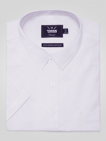 D555 Lucas Camisa Elástica De Manga Corta Resistente A Las Manchas Y Sin Plancha Blanca - Camisas - Camisas 2XL-10XL