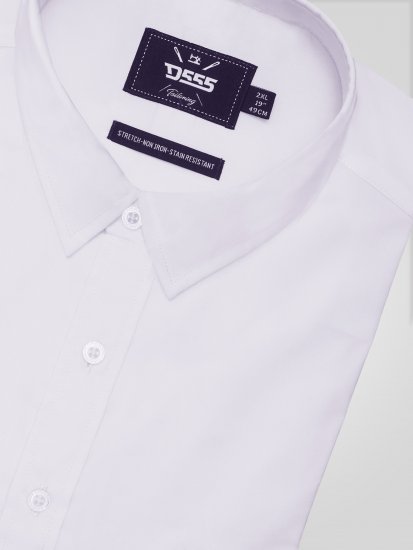 D555 Lucas Camisa Elástica De Manga Corta Resistente A Las Manchas Y Sin Plancha Blanca - Camisas - Camisas 2XL-10XL