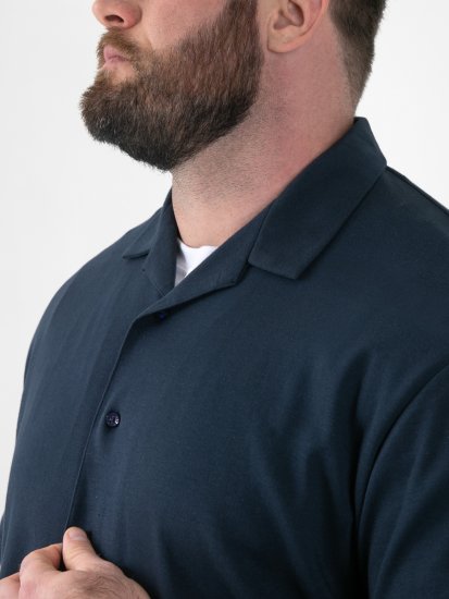 D555 Connor Stretch Cuban Collar Resort Short Sleeve Shirt Navy - Camisas - Camisas 2XL-10XL