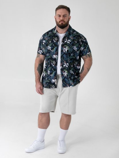 D555 Corden Hawaiian AOP Cuban Collar Resort Short Sleeve Navy - Camisas de manga corta - Camisas Manga Corta Tallas Grandes