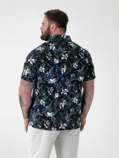 D555 Corden Hawaiian AOP Cuban Collar Resort Short Sleeve Navy - Camisas de manga corta - Camisas Manga Corta Tallas Grandes