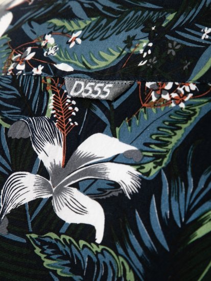 D555 Corden Hawaiian AOP Cuban Collar Resort Short Sleeve Navy - Camisas de manga corta - Camisas Manga Corta Tallas Grandes