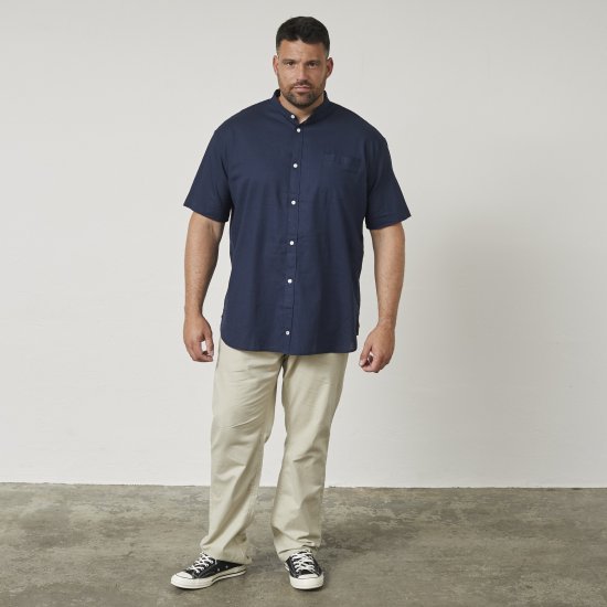 North Latitude 61109 Camisa de Manga Corta con Cuello Mao Azul Marino - Camisas - Camisas 2XL-10XL