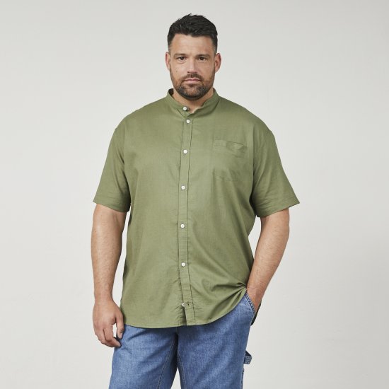 North Latitude 61109 Camisa de Manga Corta con Cuello Mao Verde Oliva - Camisas - Camisas 2XL-10XL