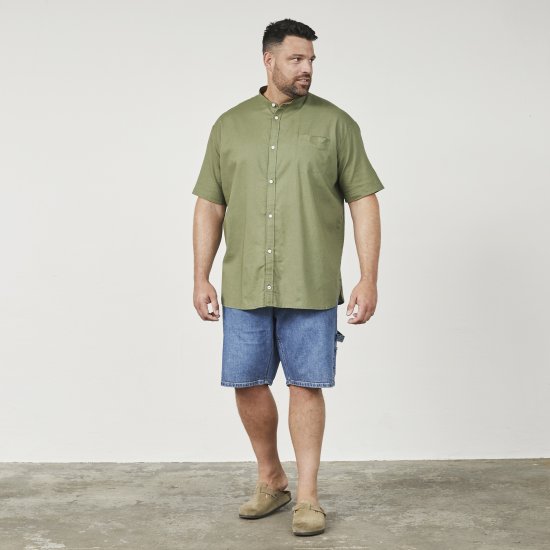 North Latitude 61109 Camisa de Manga Corta con Cuello Mao Verde Oliva - Camisas - Camisas 2XL-10XL