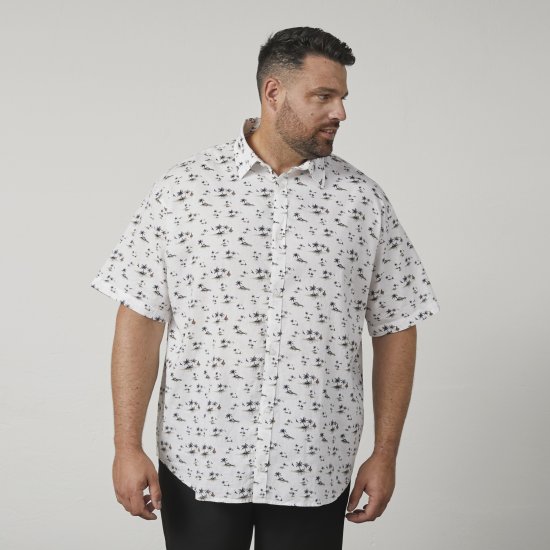 North Latitude 61111 Camisa de Lino Estampada Manga Corta Blanco - Camisas - Camisas 2XL-10XL