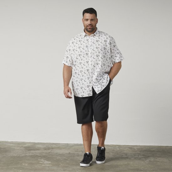 North Latitude 61111 Camisa de Lino Estampada Manga Corta Blanco - Camisas - Camisas 2XL-10XL